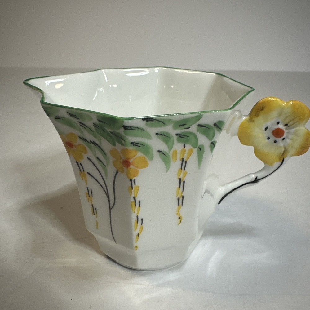 Melba Bone China Creamer Made in England 3D Flowered Handle Art Deco 1930's